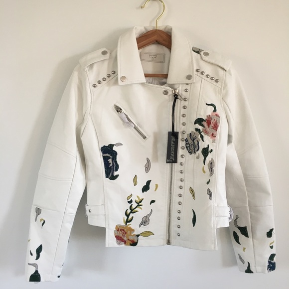 white embroidered leather jacket